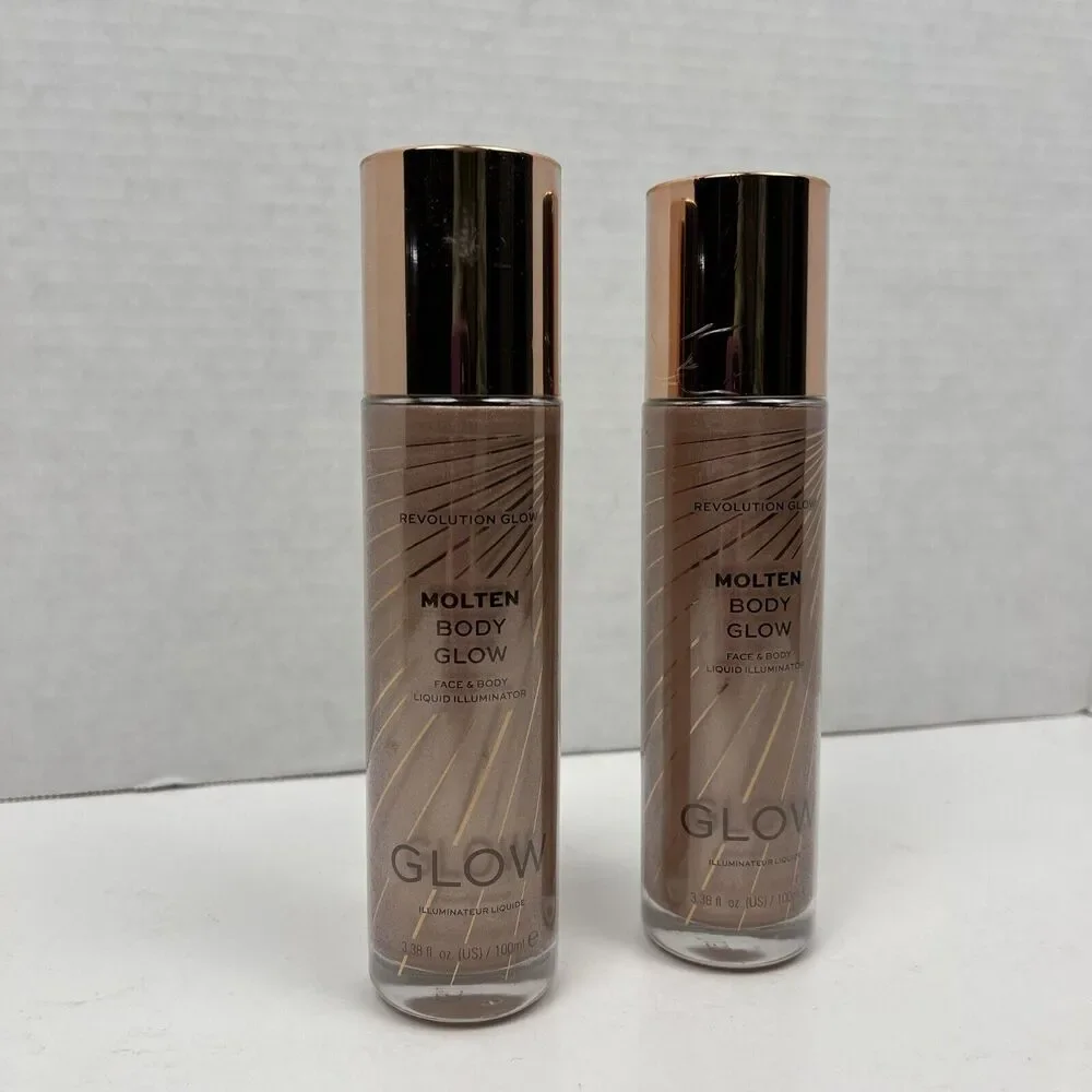 Revolution Liquid Illuminator Molten Body Glow Rose Gold Face Body Lot of 2